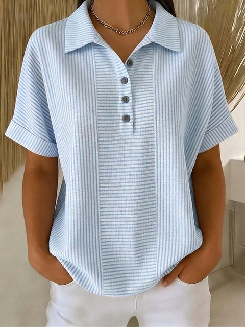 Literary temperament women's striped POLO shirt top m302769