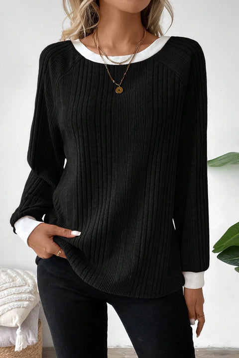 Autumn and winter new long-sleeved solid-color ribbed pit strip long-sleeved sweater m301912