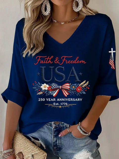 Summer V-neck short-sleeved top 3D digital printing women's casual short-sleeved m302655