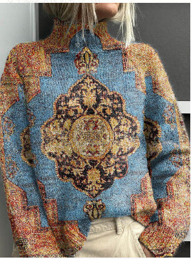 Christmas abstract print casual cape jacket cardigan m301686