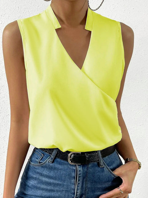 Summer Women's Chiffon Shirt Pullover V-Neck Sleeveless Women's Shirt m301554