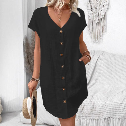 Summer simple V-neck button dress women's vest skirt m301482
