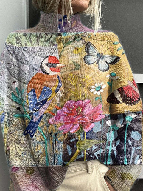 Christmas abstract print casual cape jacket cardigan m301686