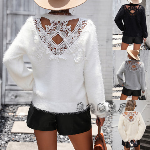 Pattern pattern women's knitted sweater round neck long sleeve pullover sweater women's m301767
