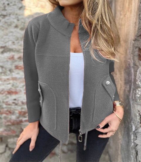 Women's casual woolen lapel tether false pocket blazer m302097