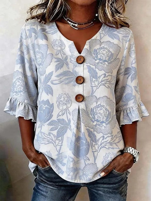 Digital printing sweet and cute T-shirt lace sleeve m302842