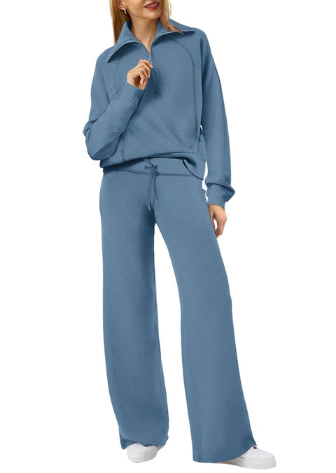 Casual sports suit zipper long-sleeved sweater wide-leg pants two-piece set m301808