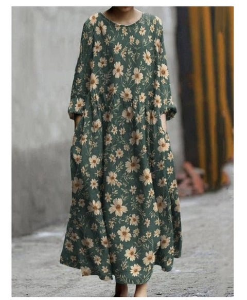 3D printed casual loose dress women m301278