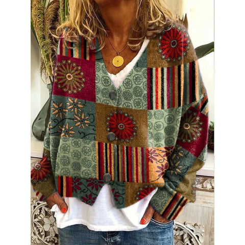 New Christmas abstract print casual cape jacket cardigan sweater m301665