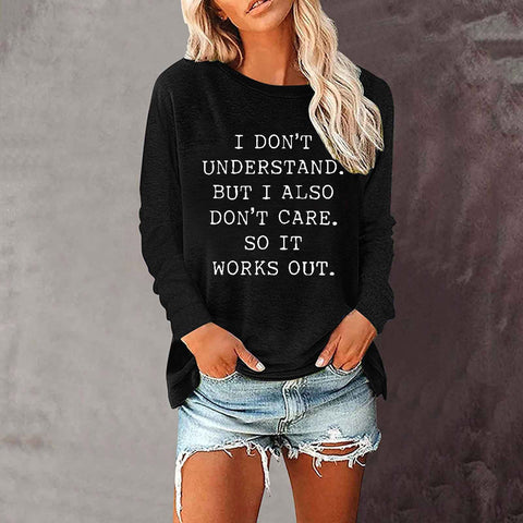 Loose round neck foreign trade printing long-sleeved women's T-shirt top m300920