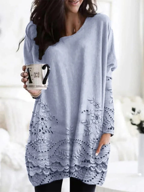 Digital printing women's fashion round neck medium and long top T-shirt m302271