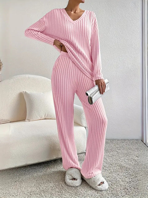 Fashion casual straight-leg pants temperament loose V-neck pit strip knitted cover m301795