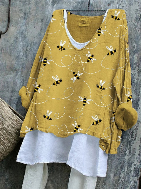 Long-sleeved printed casual pullover loose round neck single-piece T-shirt m301042