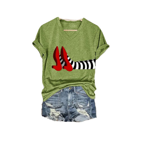 Women's V-neck long sleeve horror red graffiti 3D digital printing m301556