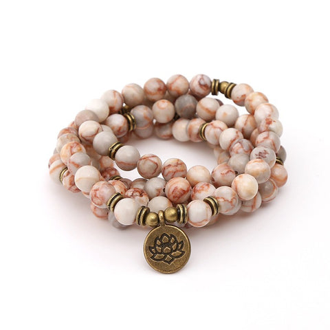 8Mm new Amazon bracelet 108 Buddha beads lotus multi-circle bracelet tree of life pendant item sweater chain m3331309