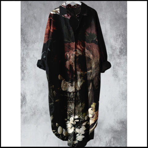 Fashion casual loose lapel mid-length shirt women's m301282