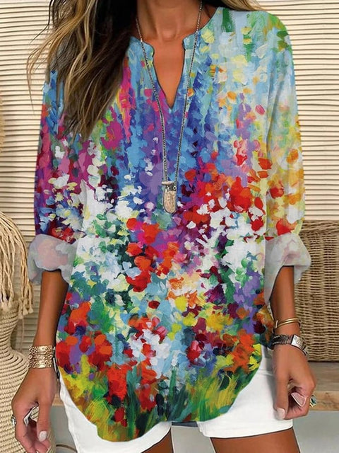 Loose printing round neck casual large size pullover women's clothing T m301359