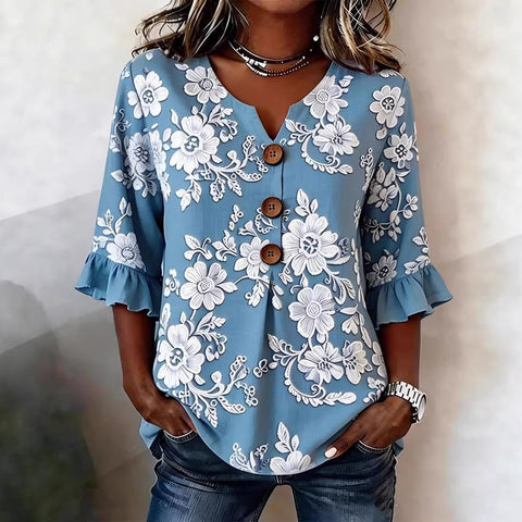 Digital printing sweet and cute T-shirt lace sleeve m302842