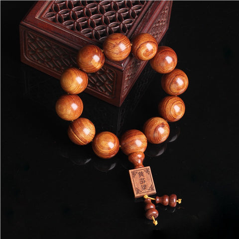 Natural Vietnamese Huanghuali 108 Buddha Beads Bracelet, Rosewood Lotus Bracelet, Wenwan Fragrant Wooden Bracelet m3331302