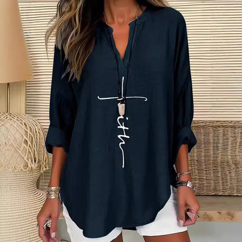 Loose printing round neck casual large size pullover women's clothing T m301359