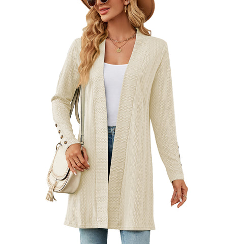 New solid color button-down long-sleeved loose cardigan jacket m300426