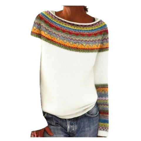 Crew neck color matching loose fashion pullover knitted sweater m301877