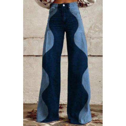 3D heat transfer flared pants simulation denim trousers loose pants m301550
