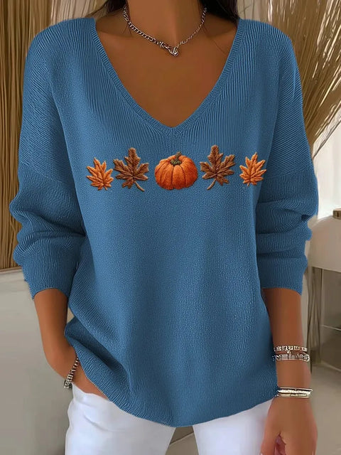 Shoulder V-Neck Long Sleeve Pullover 3D Digital Printing Women's Top T-Shirt m301684