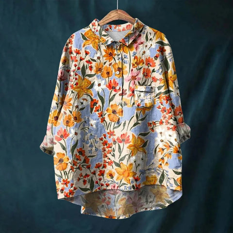 Loose printing round neck casual large size women's T-shirt m302702