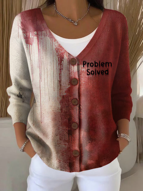 Button women's printed long-sleeved top m302156