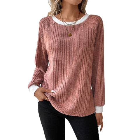 Autumn and winter new long-sleeved solid-color ribbed pit strip long-sleeved sweater m301912
