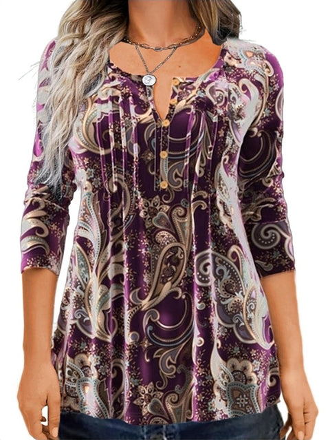 Spring new T-shirt still printed crew neck long-sleeved top women's m302284