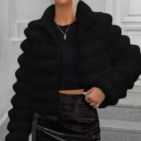 Imitation fur jacket short female versatile ins wind m302146