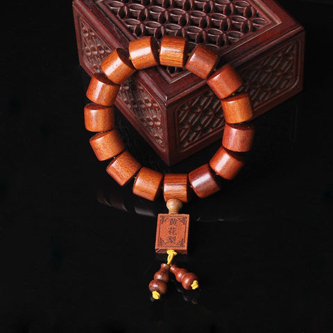 Natural Vietnamese Huanghuali 108 Buddha Beads Bracelet, Rosewood Lotus Bracelet, Wenwan Fragrant Wooden Bracelet m3331302