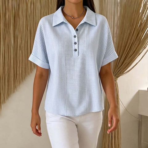 Literary temperament women's striped POLO shirt top m302769