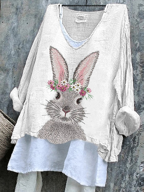 Women's pullover loose casual long-sleeved 3D printed pullover T-shirt m302447