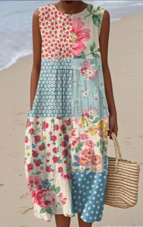 Sleeveless printed temperament long dress dress m301527