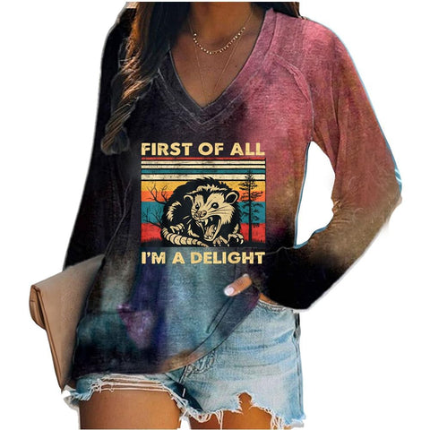 Women's V-neck long sleeve horror red graffiti 3D digital printing m301556