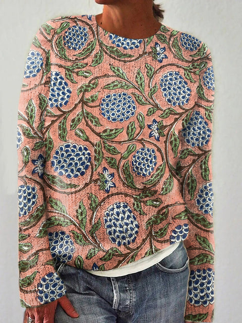 Casual floral 3D printed crew neck sweater m302127