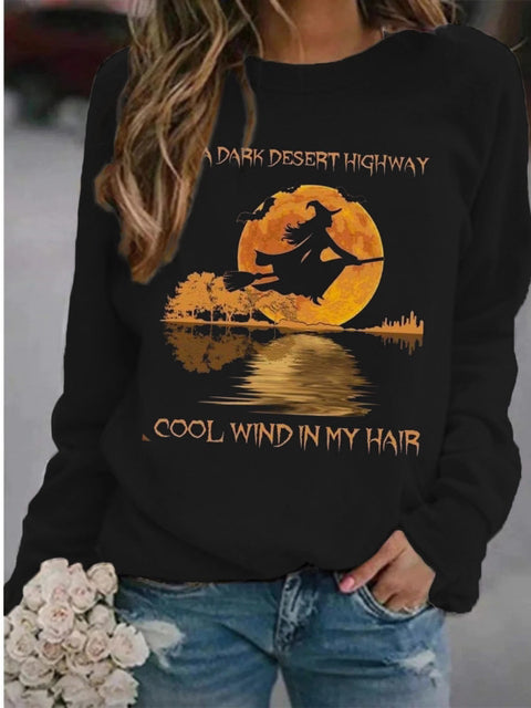 Crew neck T-shirt women's long-sleeved loose printed top m300648