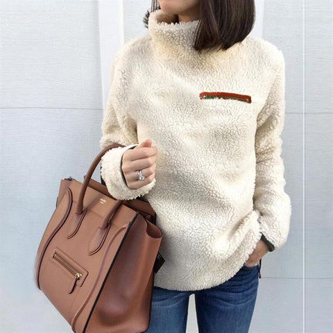 Autumn new sweater women's fashion zipper turtleneck bottoming top m301925