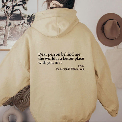 Women's fleece sweater plain letter print kangaroo pocket drawstring print hoodie m301967