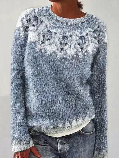 Crew neck color matching loose fashion pullover knitted sweater m301877