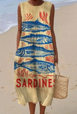 Sleeveless printed temperament long dress dress m301527