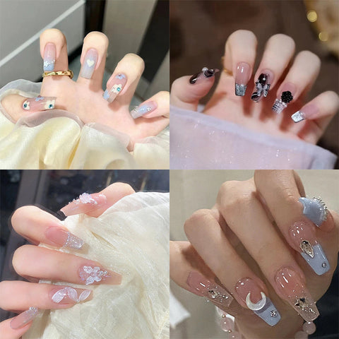 Elegant and fresh temperament wind manicure ice transparent rhinestone removable wearable nail m5010688