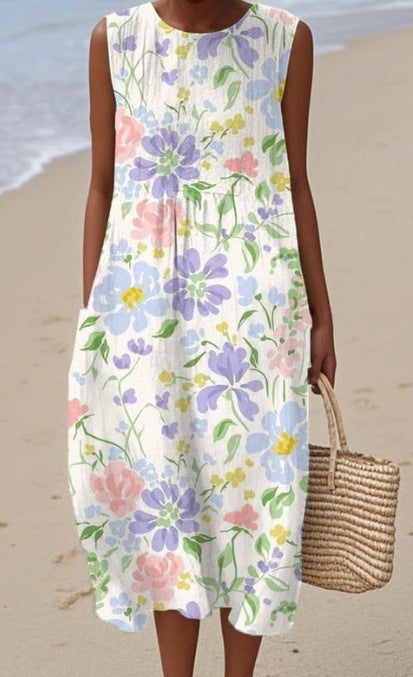 Sleeveless printed temperament long dress dress m301527