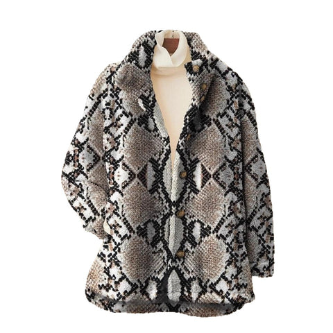 Loose 3D digital print women fleece jacket top autumn and winter m302122