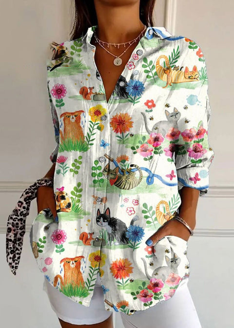 European and American trend long-sleeved shirt printing 3D shirt floral pattern m301726