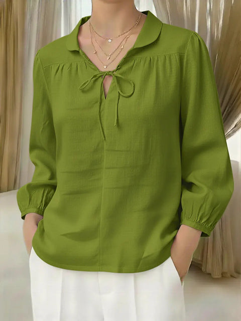 Lace collar lace-up top lantern sleeve m302719