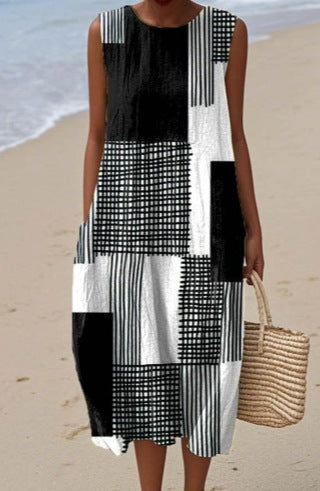 Sleeveless printed temperament long dress dress m301527